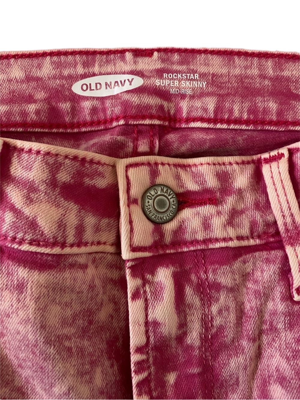 Old Navy Pink Acid Wash Rockstar Super Skinny Jeans, Size 4 - Picture 4 of 6